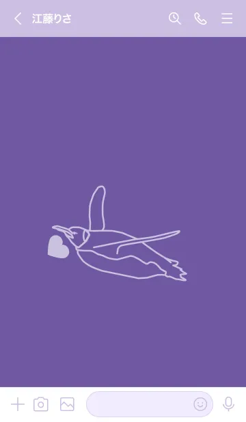 [LINE着せ替え] ペンギンとハート (菫色)の画像3