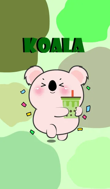 [LINE着せ替え] Pink Koala Like Green Color Theme (JP)の画像1