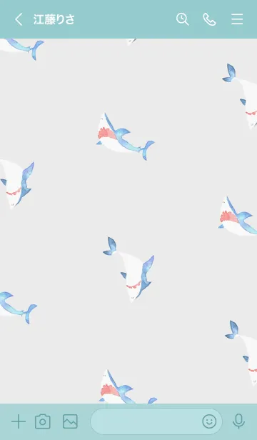 [LINE着せ替え] 水彩画サメのイラスト・23の画像3