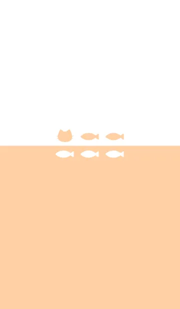 [LINE着せ替え] ねことおさかな(white&pastel orange)の画像1
