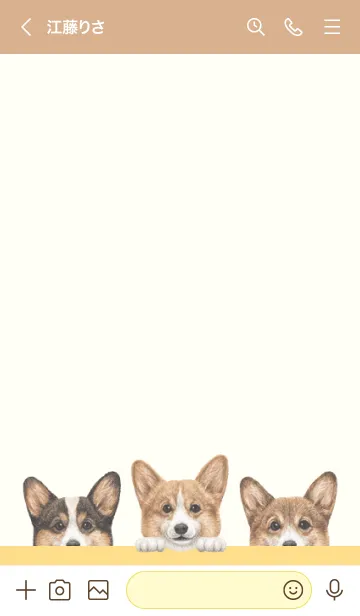 [LINE着せ替え] ワンワン - コーギー 01 - ベージュ×黄色の画像3