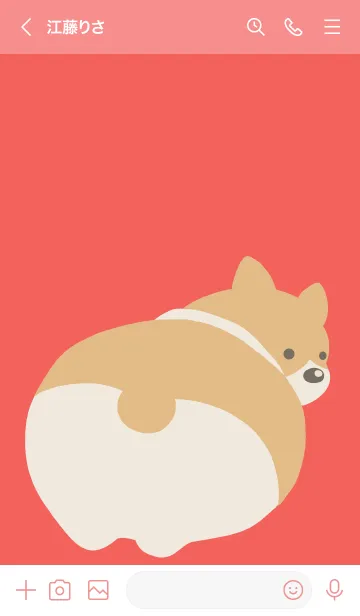 [LINE着せ替え] コーギーのおしりの着せかえ/朱色の画像3