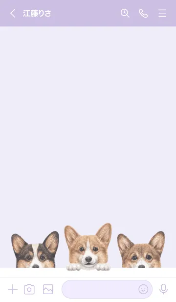 [LINE着せ替え] ワンワン - コーギー 01 - 藤 むらさきの画像3
