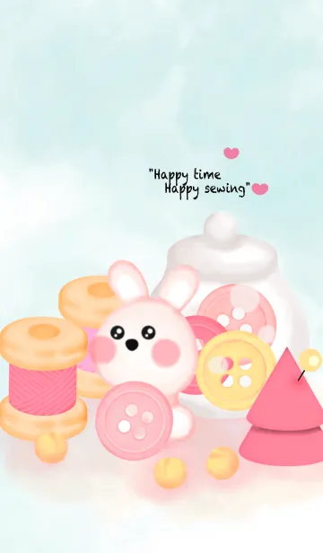 [LINE着せ替え] Happy sew Happy bunny 9の画像1