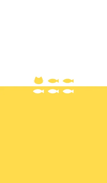 [LINE着せ替え] ねことおさかな(white&yellow)の画像1