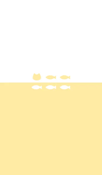 [LINE着せ替え] ねことおさかな(white&pastel yellow)の画像1