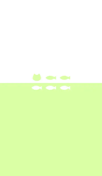 [LINE着せ替え] ねことおさかな(white&pastel green)の画像1