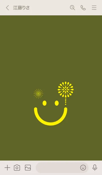 [LINE着せ替え] スマイル＆花火-オリーブグリーンの画像3