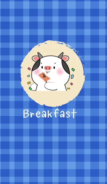 [LINE着せ替え] Simple Breakfast  Cow Theme (JP)の画像1