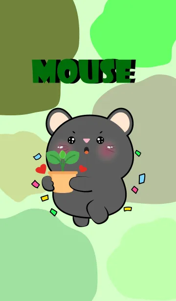 [LINE着せ替え] Black Mouse Like Green Color Theme (JP)の画像1