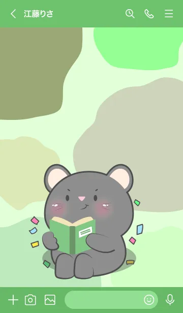 [LINE着せ替え] Black Mouse Like Green Color Theme (JP)の画像3