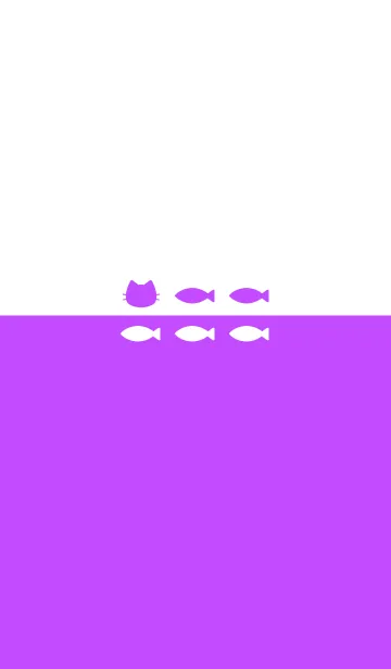 [LINE着せ替え] ねことおさかな(white&purple)の画像1