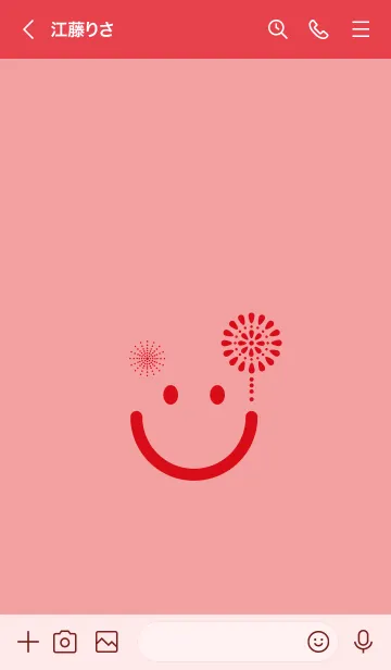 [LINE着せ替え] スマイル＆花火-紅梅色の画像3
