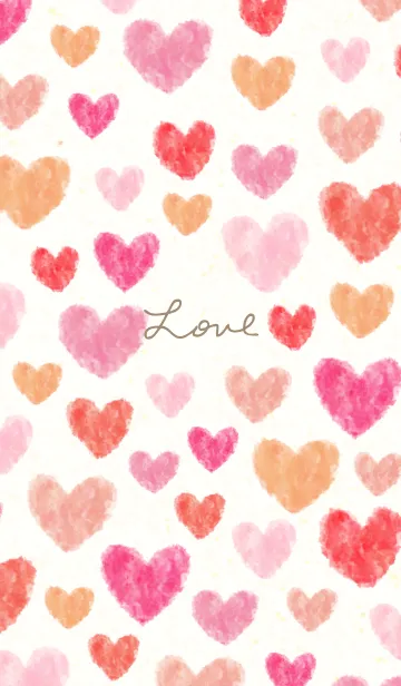 [LINE着せ替え] 水彩 ハート ランダム2の画像1