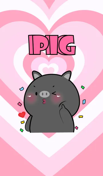 [LINE着せ替え] Love Black Pig  In Love Theme (JP)の画像1