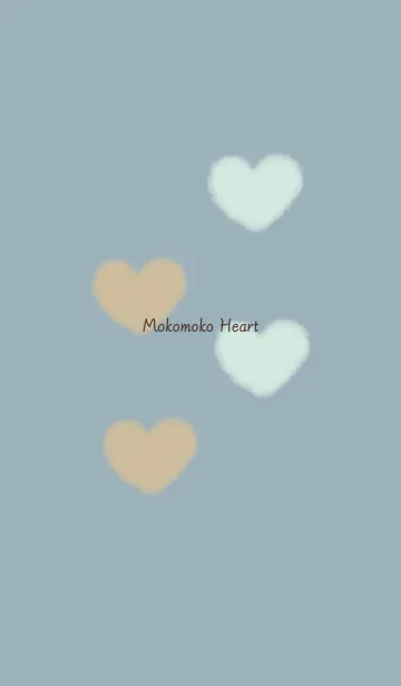 [LINE着せ替え] もこもこハート -ベージュ ブルー- 北欧の画像1