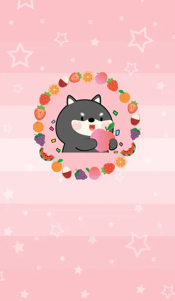 [LINE着せ替え] Black Shiba Inu Love Fruit Theme (JP)の画像1
