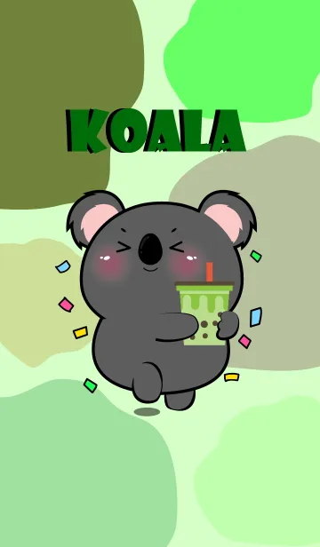 [LINE着せ替え] Black Koala Like Green Color Theme (JP)の画像1