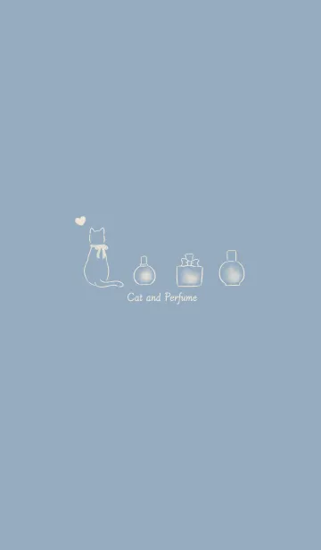 [LINE着せ替え] 猫と香水 -くすみブルー-の画像1