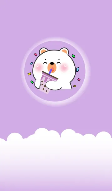 [LINE着せ替え] Simple White Bear Love Purple Theme (JP)の画像1