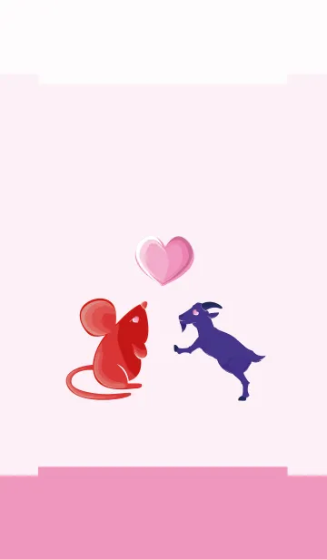 [LINE着せ替え] ekstレッド（ラット）ラブブルー（羊）の画像1