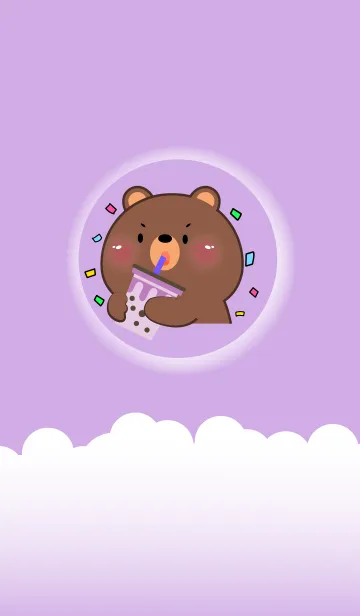 [LINE着せ替え] Simple Bear Love Purple Theme (JP)の画像1