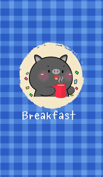 [LINE着せ替え] Simple Breakfast Black PigTheme (JP)の画像1