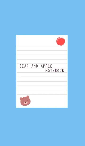 [LINE着せ替え] くまとりんごのノートの着せかえ/ブルーの画像1