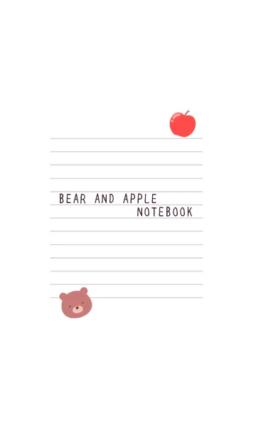 [LINE着せ替え] くまとりんごのノートの着せかえ/ホワイトの画像1