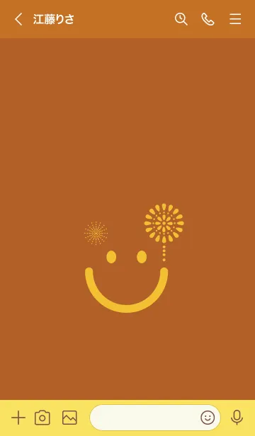[LINE着せ替え] スマイル＆花火-オールドゴールドの画像3