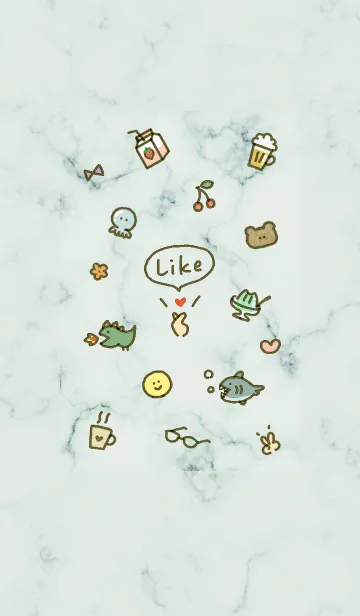 [LINE着せ替え] アイコンとマーブル♦グリーン04_1の画像1