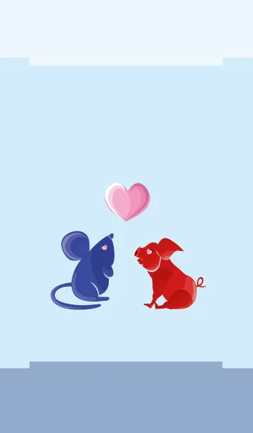 [LINE着せ替え] ekst Blue（Rat）Love Red（Pig）の画像1