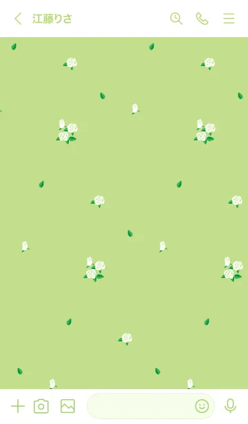 [LINE着せ替え] 小さい白とモスグリーン色の薔薇の着せかえの画像3