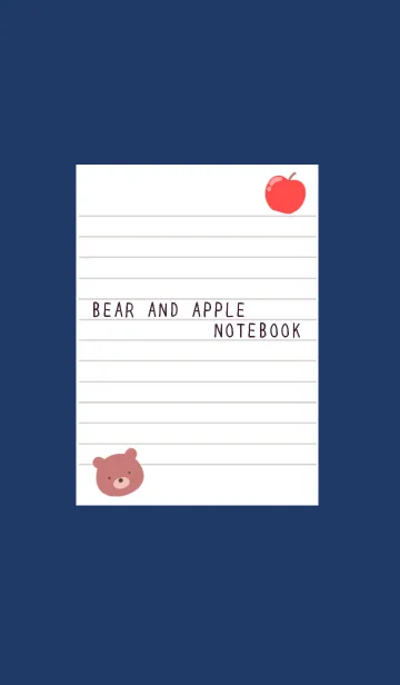 [LINE着せ替え] くまとりんごのノート/ネイビーブルーの画像1