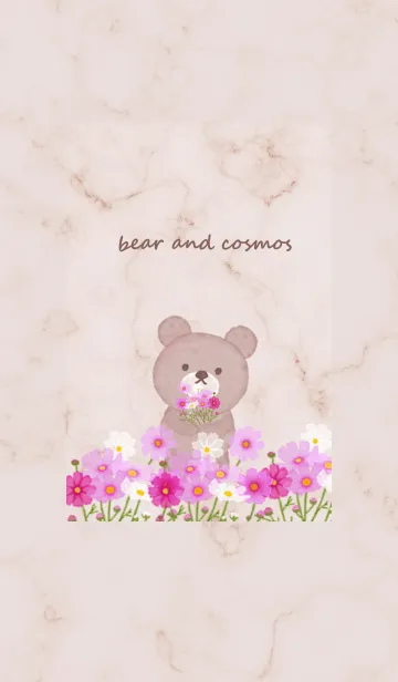 [LINE着せ替え] クマとコスモス✿ピンクブラウン04_1の画像1