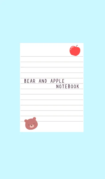 [LINE着せ替え] くまとりんごのノート/ライトブルーの画像1