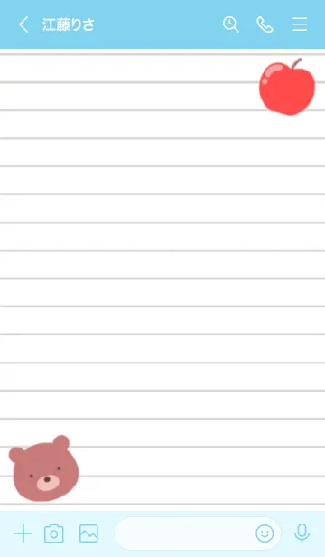 [LINE着せ替え] くまとりんごのノート/ライトブルーの画像3