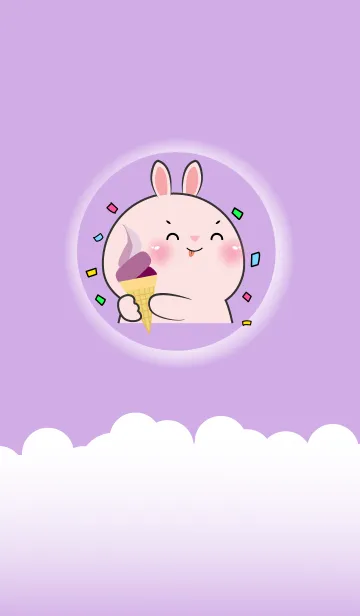 Simple Pink Rabbit Love Purple Theme(JP)の着せ替えメイン画像
