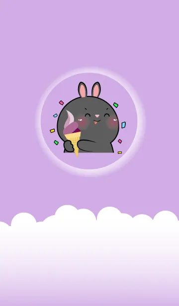 [LINE着せ替え] Simple Black Rabbit Love Purple (JP)の画像1