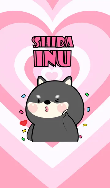 [LINE着せ替え] Love Black Shiba Inu In Love Theme (JP)の画像1