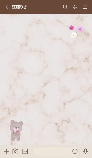 [LINE着せ替え] クマとコスモス畑✿ブラウン01_1の画像3