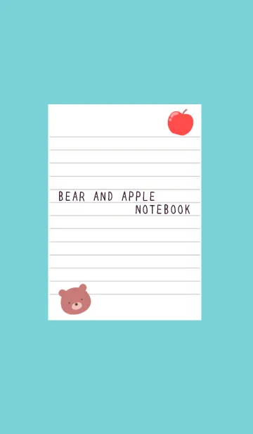 [LINE着せ替え] くまとりんごのノート/ミントグリーンの画像1