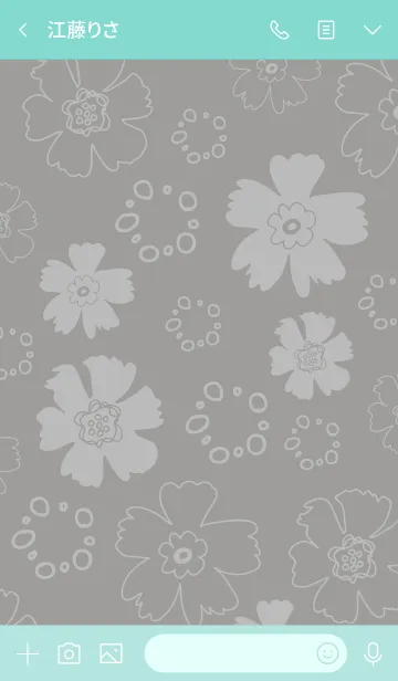 [LINE着せ替え] ナチュラル 花と丸 グレー3の画像3