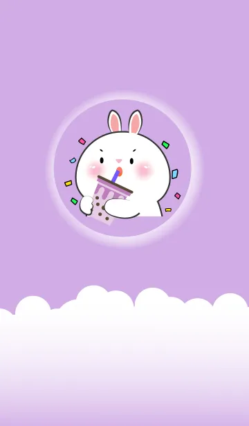 [LINE着せ替え] Simple White Rabbit Love Purple (JP)の画像1