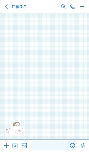 [LINE着せ替え] ハリネズミとアザラシ -ブルー- チェックの画像3