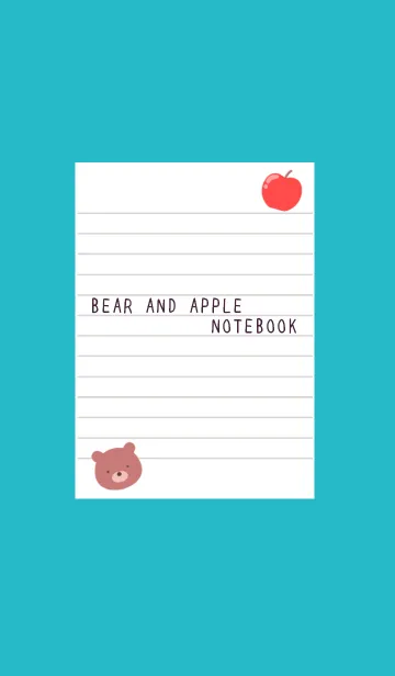 [LINE着せ替え] くまとりんごのノート/ターコイズブルーの画像1