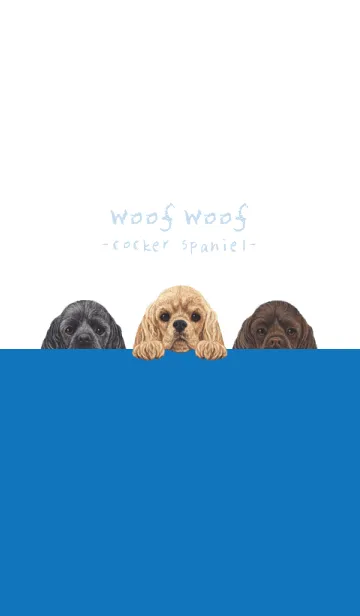 [LINE着せ替え] ワンワン - コッカースパニエル - 白×青色の画像1