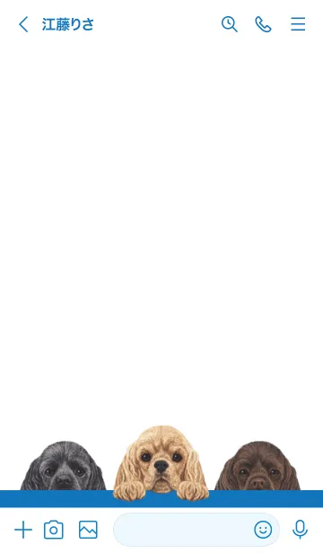 [LINE着せ替え] ワンワン - コッカースパニエル - 白×青色の画像3