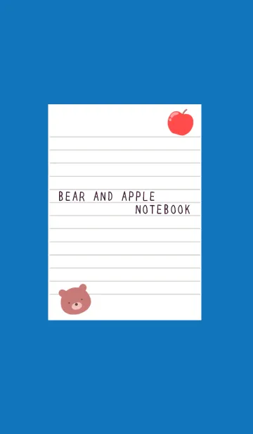 [LINE着せ替え] くまとりんごのノート/ブルー/ホワイトの画像1