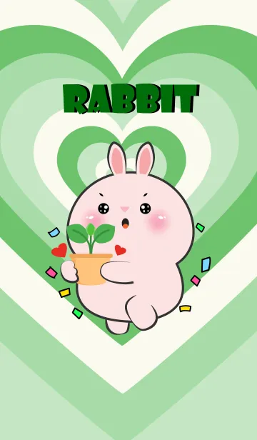 [LINE着せ替え] Pink Rabbit Like Green Color Theme (JP)の画像1